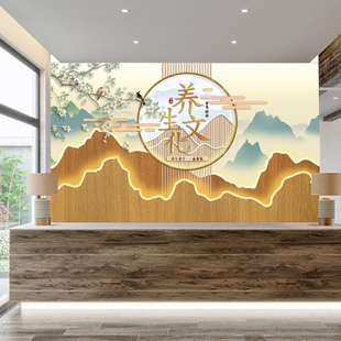 Health Club Image Wall Wallpaper Foot Therapy Culture Foot Therapy Shop Decorative Wallpaper Head Therapy Ear Picking Hall Front Desk Background Wall
