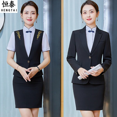 Spring and summer Chinese suit business suit for women hotel front desk reception restaurant waiter work uniform