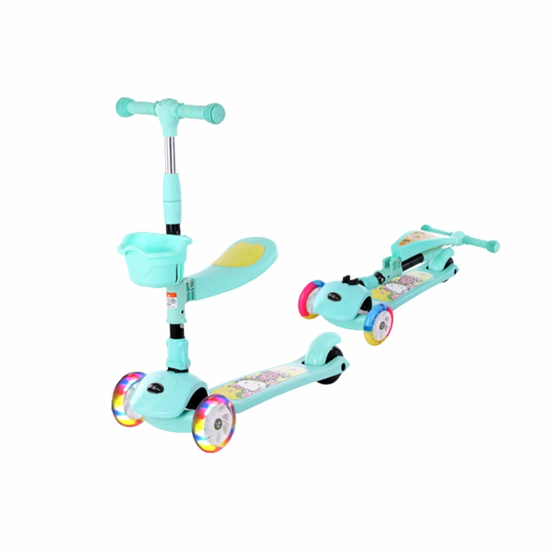 Children's foldable scooter with seat, three-in-one
