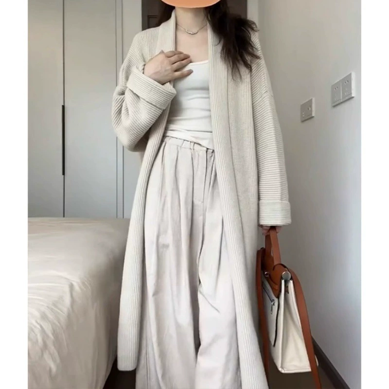 KANING внешний вязаный кардиган средней длины для женщин, осень-зима 202, новый высококачественный свитер в ленивом стиле для женщин