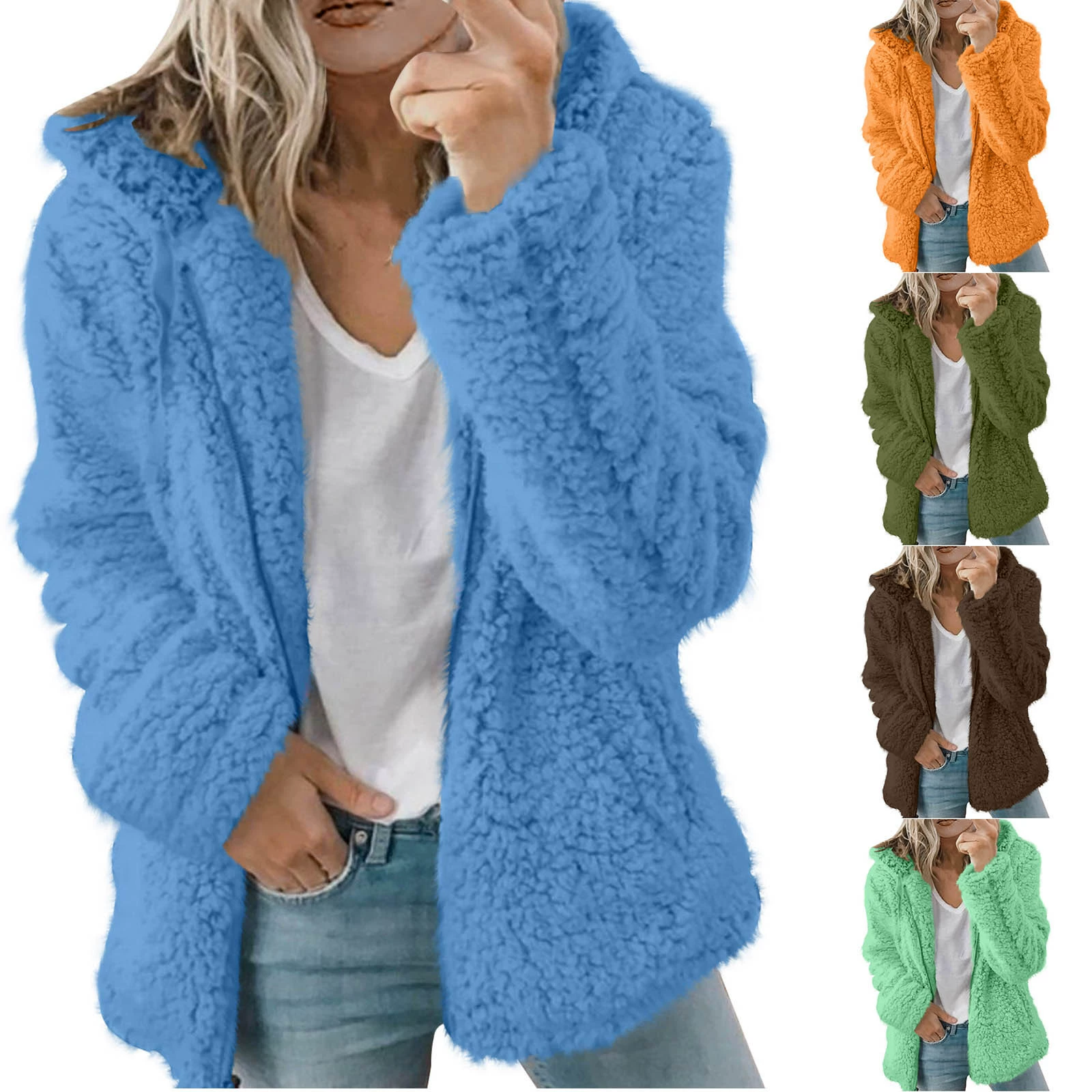 Woolen velvet demi-season jacket with hood, 2023, Amazon, European style, (Cross-border trading), city style