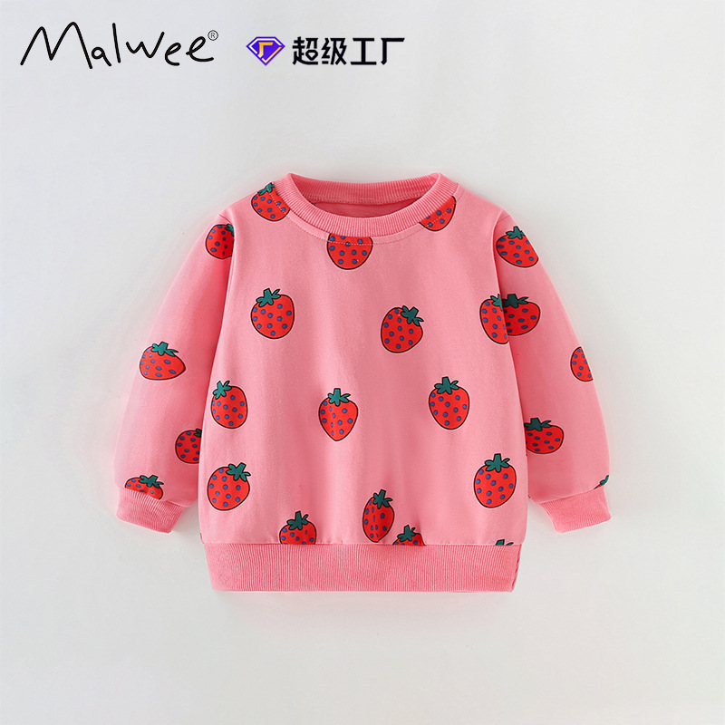Cross-border malwee chaqueta infantil otoño y invierno nuevo estilo europeo y americano para niños de mediana edad de cuello redondo de manga larga linda chaqueta de otoño para niñas