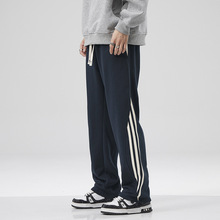秋季加绒加厚直筒运动裤男潮牌大码垂感美式长裤卫裤男士休闲裤潮