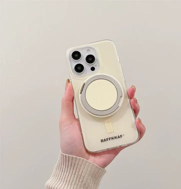 Funda magnética simple de color sólido con soporte 360° para iPhone 17 Pro Max/16, correa para teléfono Apple 14/15 para mujer