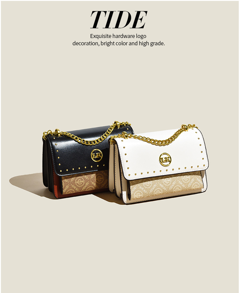 2023 Herbst Neue Live-Übertragung Beliebte Einzelschulter Diagonalkette Niet Kleine Quadratische Damentasche Fabrik Direktverkauf und Lieferung_voghion.com