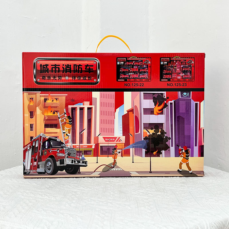 Inercia de los niños simulación de camión de bomberos juguetes caja de regalo grande conjunto modelo de coche de ingeniería juguetes para niños caja de regalo