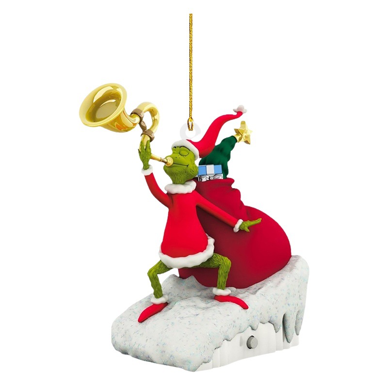 2023 Venta caliente adornos de árbol de Navidad colgante de acrílico diversión verde Grinch coche decoración del hogar adornos colgantes image 1