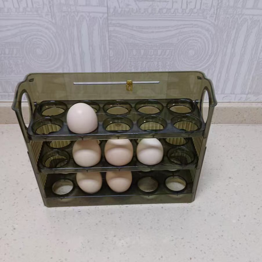 Caja de almacenamiento de huevos con volteo automático para congelador, estante de almacenamiento lateral para refrigerador, bandeja de huevos específica para cocina, caja de huevos.