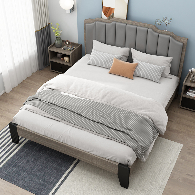 Modern Solid Wood Bed 1.5 m Simple Soft Bag Double Bed Master Bedroom 1