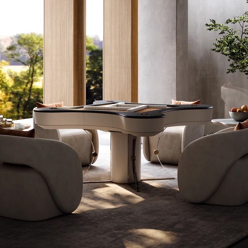Mesa de mahjong de madera maciza de alta gama estilo italiano de lujo ligero multifunción montaña rusa automática hogar eléctrico mahjong 2024 nuevo