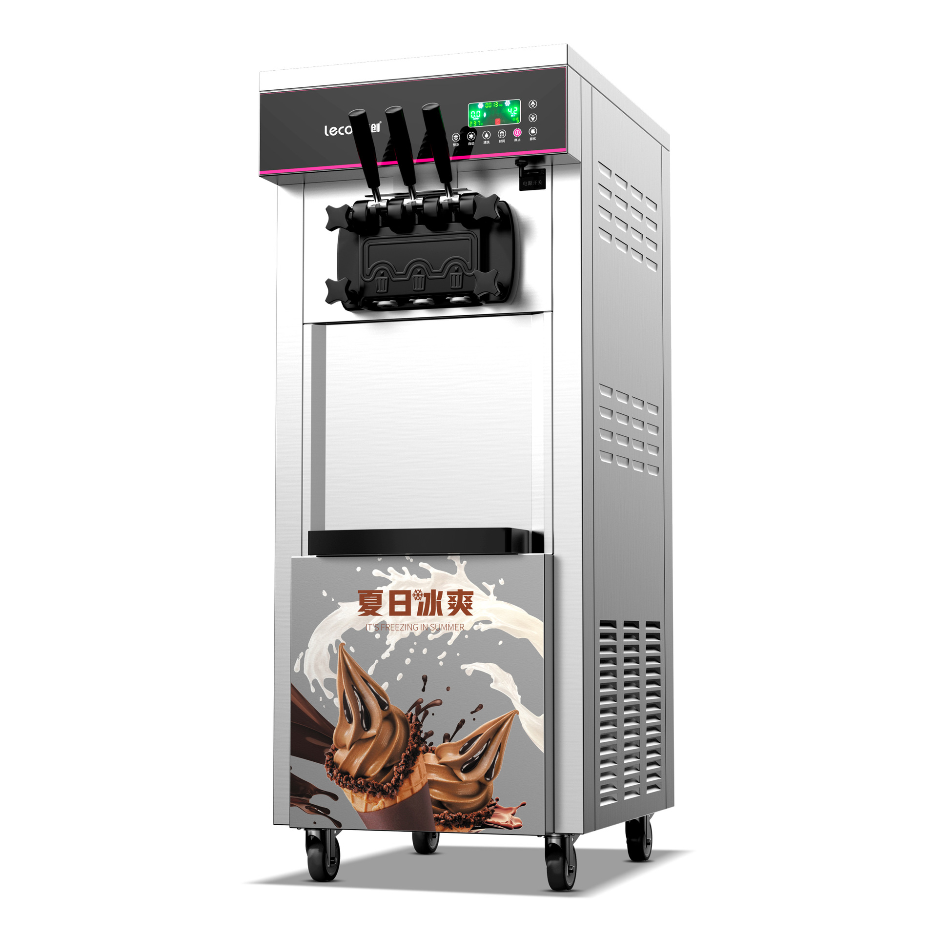 Lechuang máquina de helado vertical comercial cono máquina de helado de acero inoxidable escritorio automático máquina de helado suave