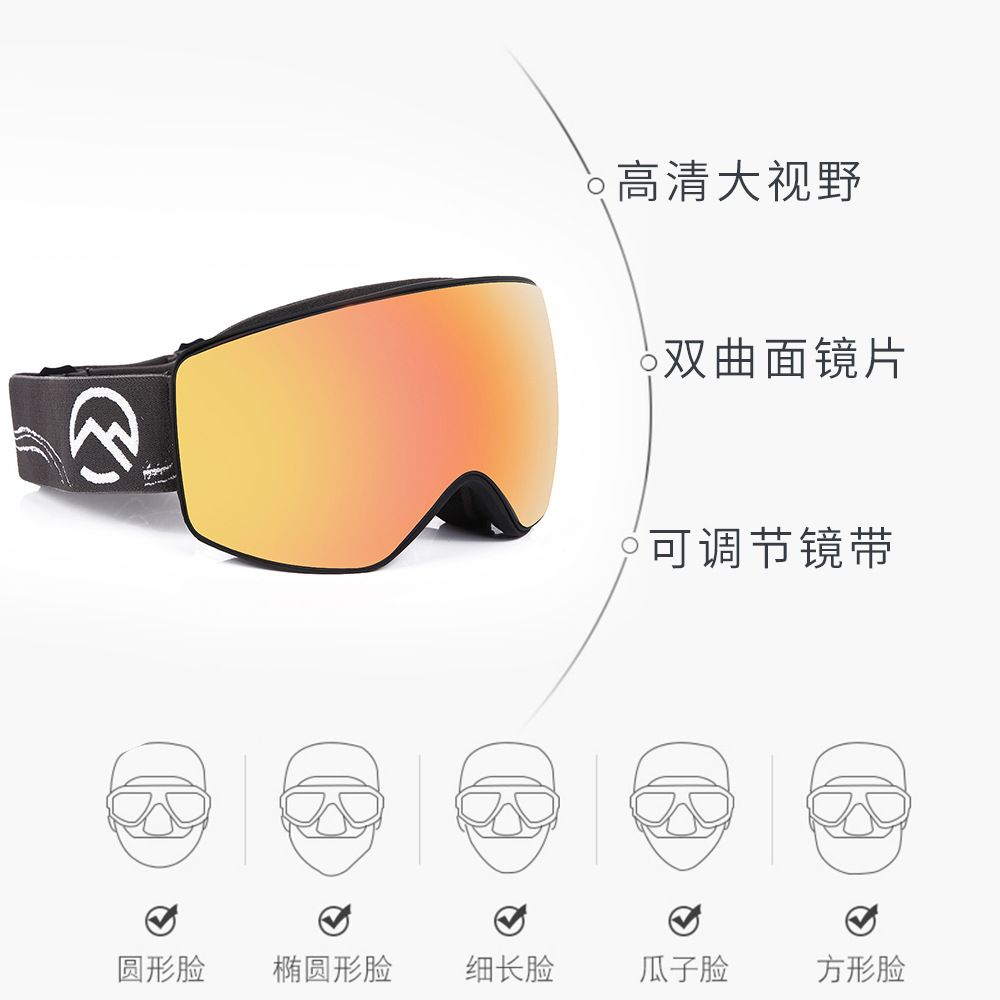跨境新款成人滑雪鏡雙層防霧柱面男女滑雪眼鏡雪地護目鏡登山專業(yè)