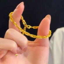 铜镀金饰品金缕流光龙骨手链爆闪亮面工艺环环相扣手串高级感手饰