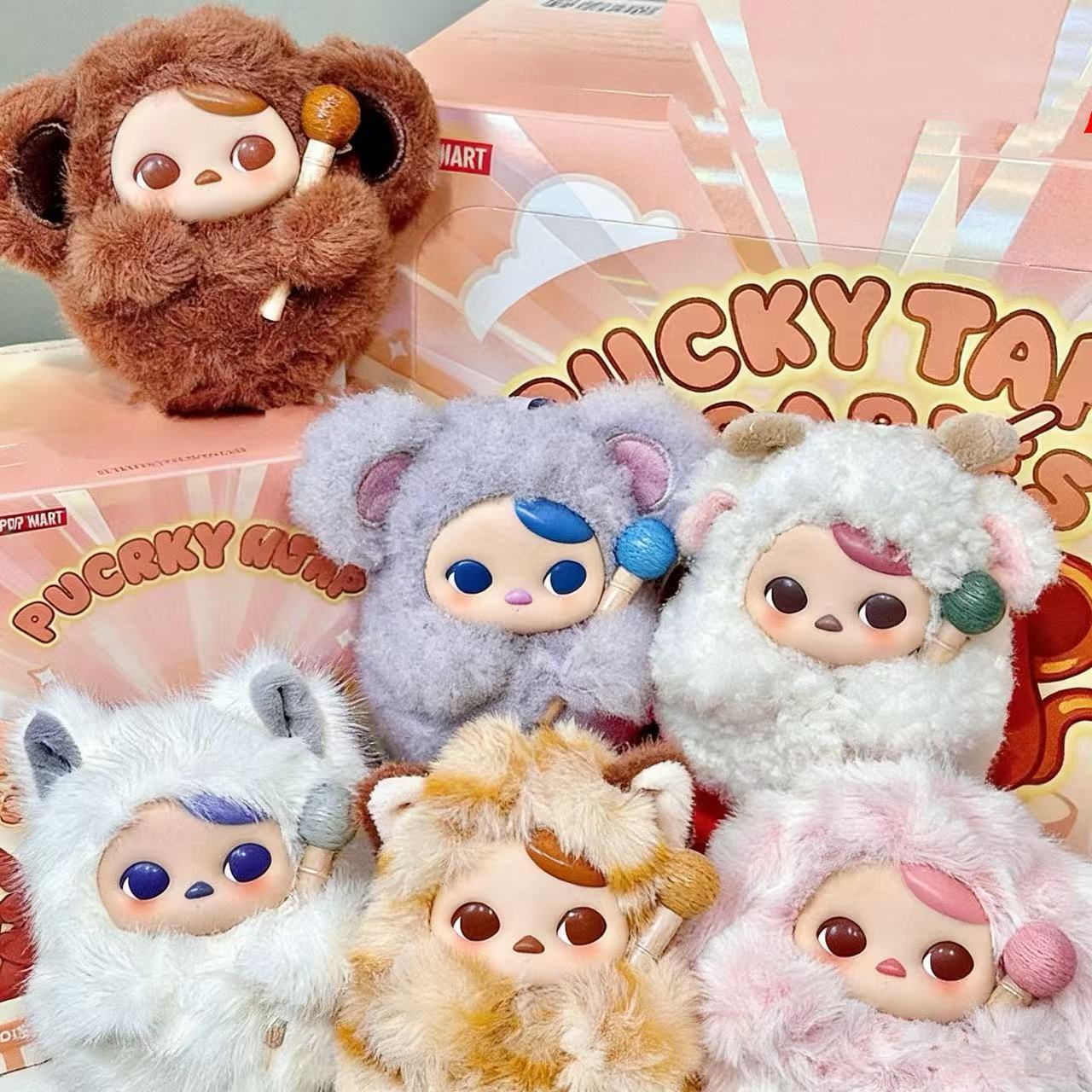 毛绒玩具PUCKY敲敲系列搪胶毛绒挂件盲盒毕奇发声手办毛绒玩偶