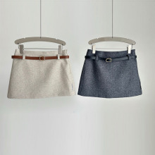 25秋冬新款纯欲风包臀修身直筒腰带毛呢短裙通勤时尚名媛风半身裙