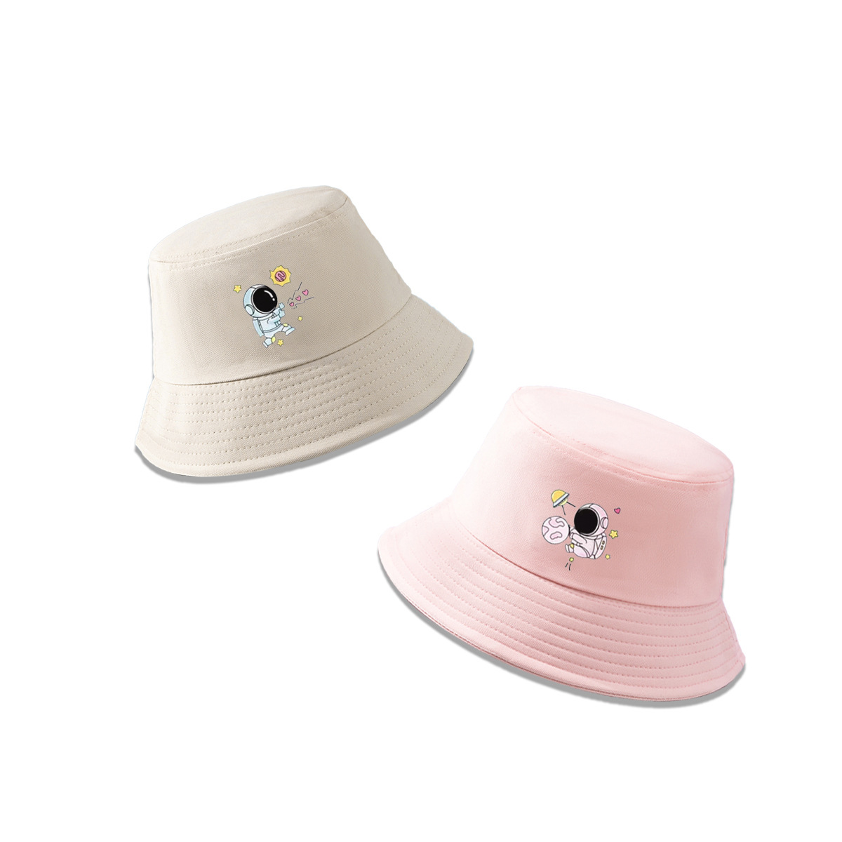 Summer Cute Cartoon Astronaut Pattern Wide Brim Bucket Hat display picture 3