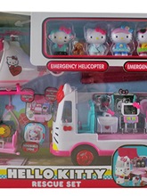 hellokitty凯蒂猫直升机+救护车救援场景套装仿真医生过家家玩具