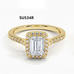 Laboratory Diamond Emerald Cut Cultured Diamond Ring S925 Silver Gold-Plated Moissanite Ring 5*7mm1 Carat