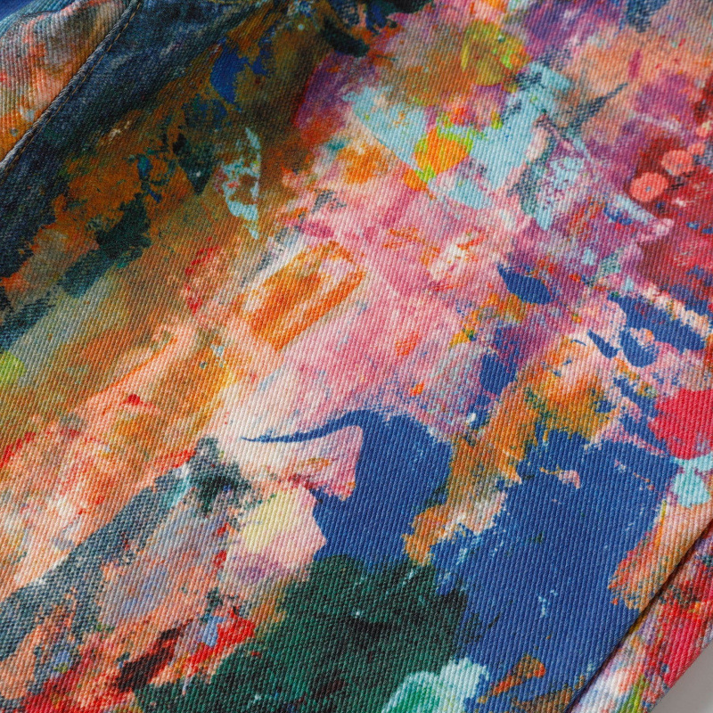Jeans holgados de pierna ancha para hombre con estampado de tres colores y paleta de diseño de nicho con salpicaduras de tinta y pintura al óleo._voghion.com