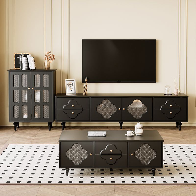 Retro Mid-Century Style Tv Cabinet Coffee Table Combination Living Room Home Small Apartment French Side Cabinet 2025 New Style