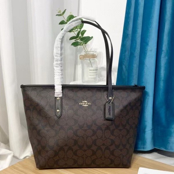 Coach Big-Name Women's Bag Classic Presbyopic Zipper City30 Tote Bag Large-Capacity Shopping Bag Single Shoulder Mommy Bag