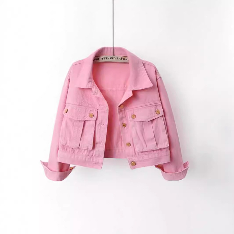 Pink Short Denim Jacket Women's Spring 2024 New Loose Western Style Casual Hong Kong Style Retro Jacket Top