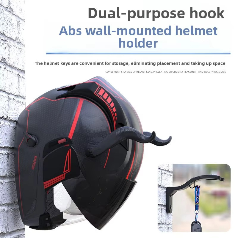 国境を越えた人気のオートバイヘルメットホルダー電気フレーム壁穴なし収納ラック安全ヘルメットラックアクセサリーラベル|undefined