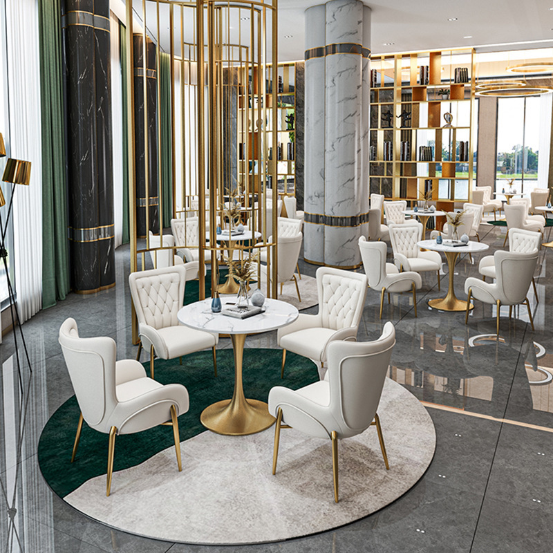 Light Luxury Leisure Hotel Lobby Round Table Sales Office Negotiation Area Table and Chair Combination Bridal Shop Cafe One Table and Four Chairs Light Luxury Leisure Hotel Lobby Round Table Sales Office Negotiation Area Table and Chair Combination Bridal Shop Cafe One Table and Four Chairs