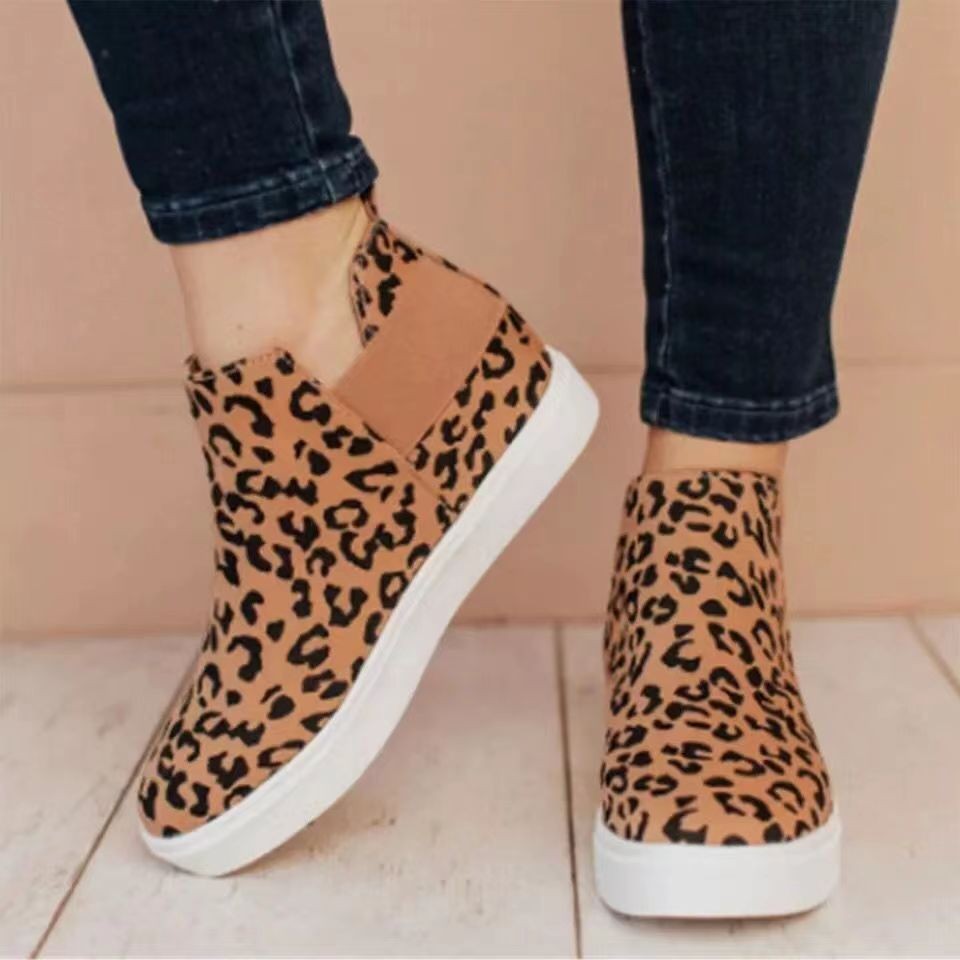 Large size women's shoes flat inside increase elastic casual sports shoes flat single shoes_voghion.com