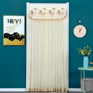 Lace Door Curtain Gauze Curtain Bedroom Summer Anti-Mosquito Curtain Anti-Leakage Door Curtain Household Punch-Free Anti-Mosquito Double-Layer Privacy
