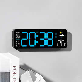 创意天气时钟多功能客厅挂钟跨境新品闹钟温度显示钟表6656