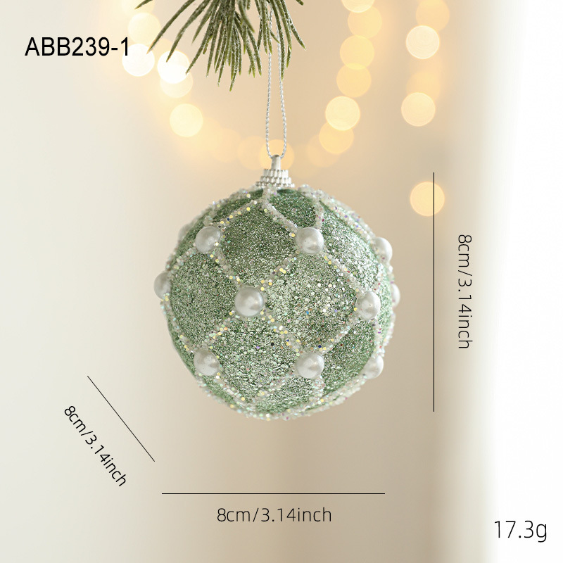 Nueva espuma verde bola de Navidad colgante de sexo opuesto polvo brillante polvo adhesivo árbol de Navidad colgante bola decoración colgante diseño