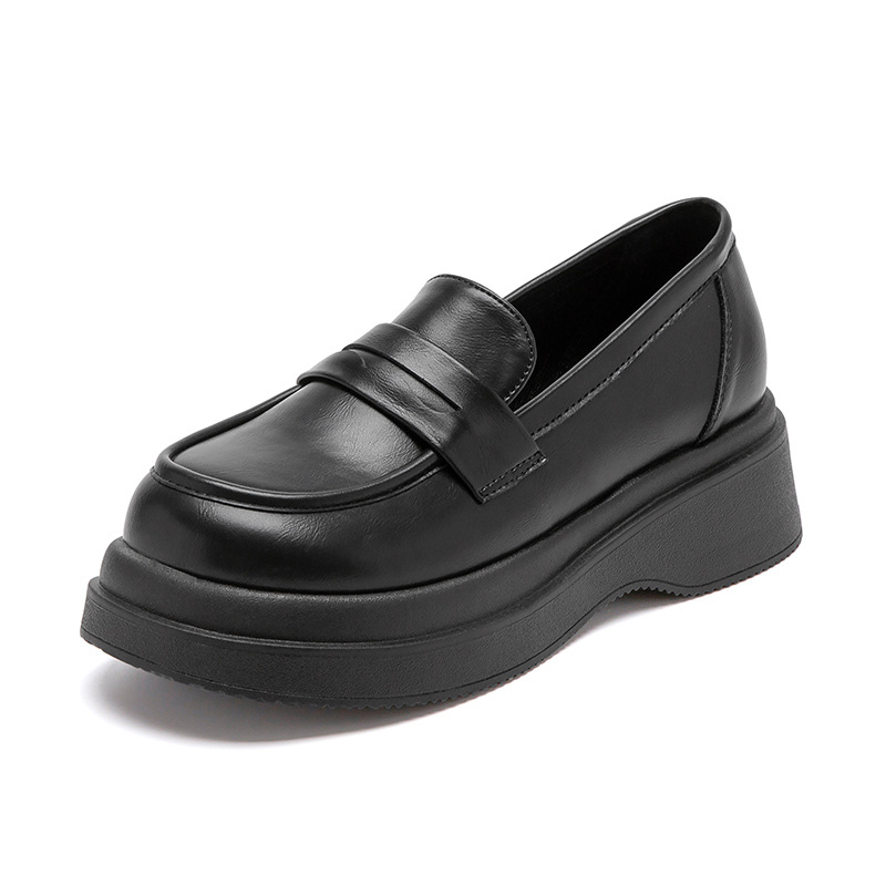 Augu Shi Deng negro Lefour zapatos mujeres 2025 invierno nuevo retro mate zapatos de cuero con zapatos de lana jk