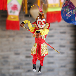 Sun Wukong String Puppet Gift for Children Chinese Style Retro Toy Folk Traditional Handmade Monkey King