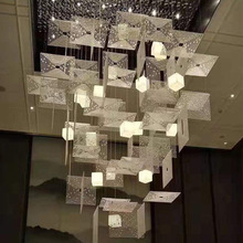 定制酒店宾馆会所售楼部大厅艺术创意工程灯具回形亚克力吊灯