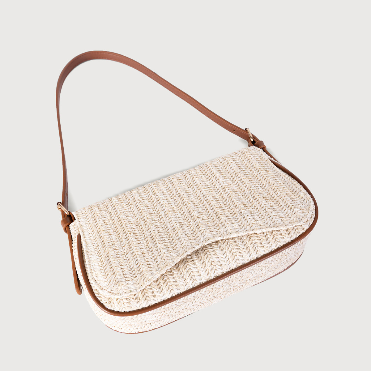 Women's Gender Women's Polyester Solid Color Basic Square Flip Cover Straw Bag