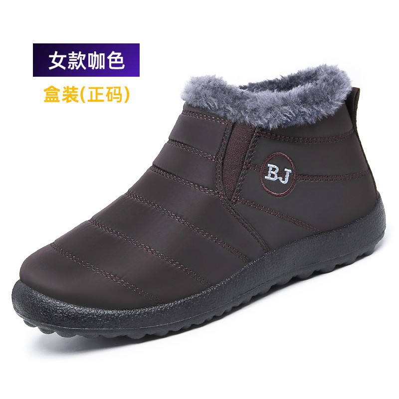 Botas de algodón 2025 invierno nueva exportación zapatos de algodón botas de nieve para parejas femeninas casual forro polar cálido transfronterizo zapatos de mujer de gran tamaño