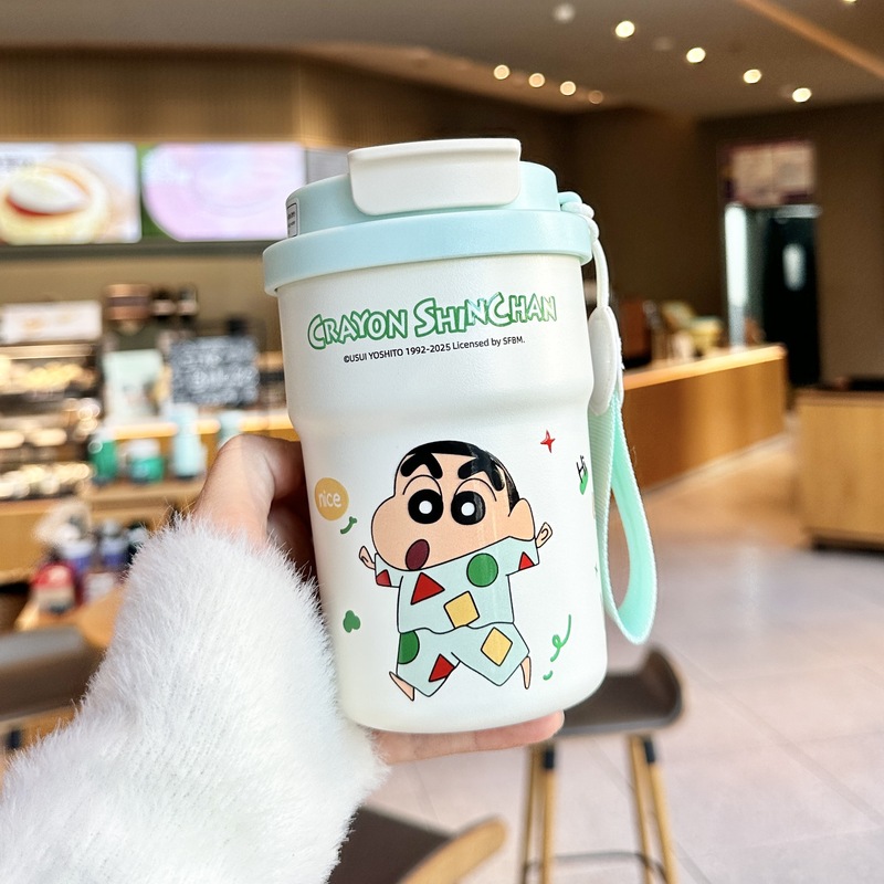 蜡笔小新保温杯水杯女生高颜值吸管杯子316不锈钢便携双饮咖啡杯|undefined