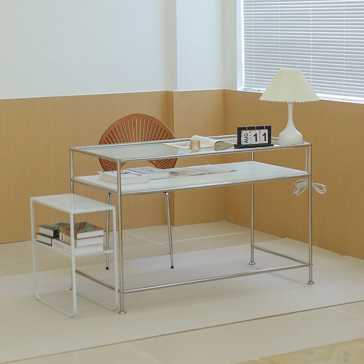 Stainless Steel Glass Desk Personalized Creative High-end Office Table Minimalist Dresser Clothing Store Nakajima Table Display Rack Stainless Steel Glass Desk Personalized Creative High-end Office Table Minimalist Dresser Clothing Store Nakajima Table Display Rack