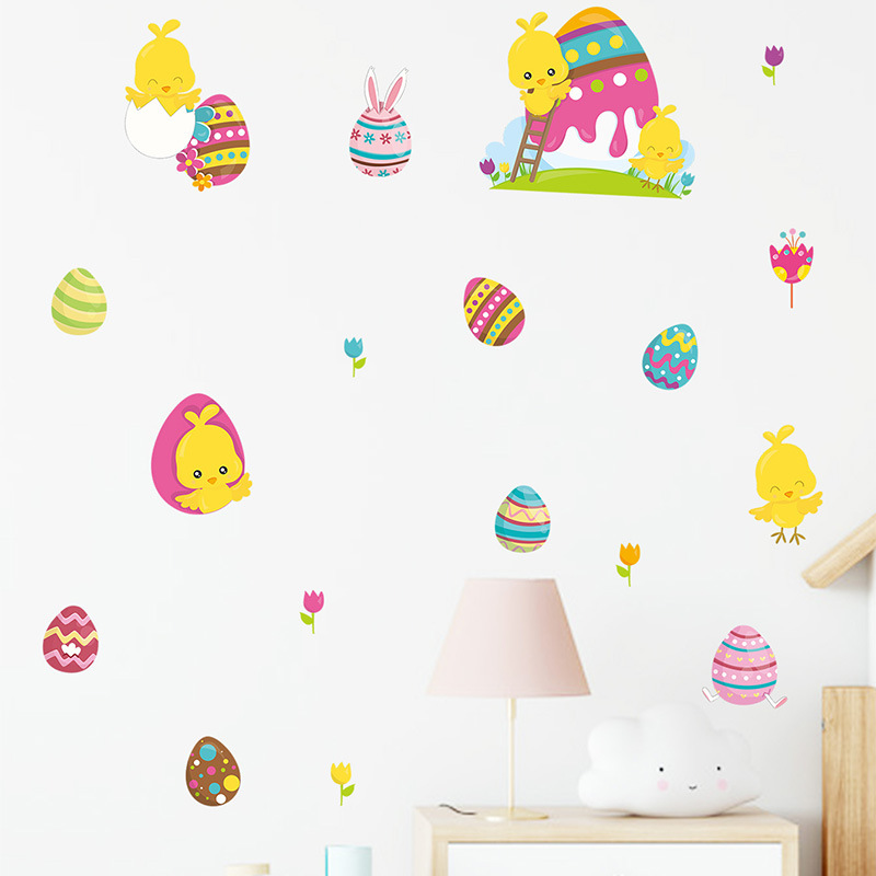 Cartoon Fashion Style Easter Egg Bunny Little Yellow Wall Sticker display picture 5