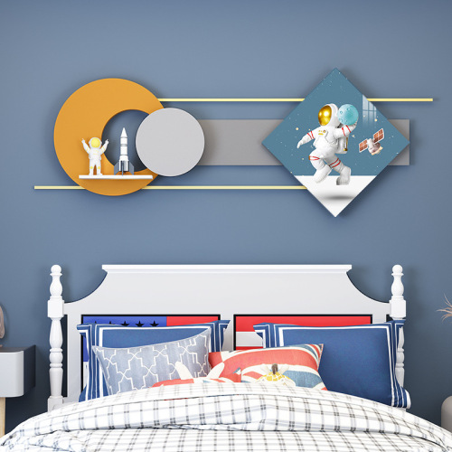 High-end creative children's room wall hanging 3D combination decorative painting restaurant wall decoration crystal porcelain painting wall ornament shelf