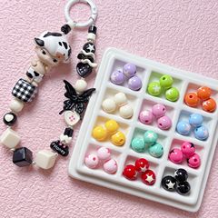 カラフルなオイルドリップペイント 2 色五芒星ラウンドビーズストレートホールルースビーズ diy 手作りビーズブレスレットネックレスジュエリー