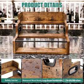 木制酒瓶展示架桌面多层咖啡糖浆架收纳架台面阶梯式酒瓶展示架