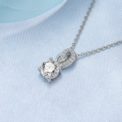 韓版時尚熱銷高碳鑽仿真豪華一克拉項鍊牛頭吊墜飾品直播一件代發