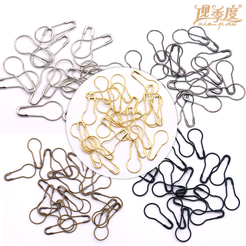 Hierro de la marca de la flor de plata pin hebilla en forma de pera en forma de U accesorios de ganchillo colgando Etiqueta de grano cuerda en stock etiqueta colgante de grano