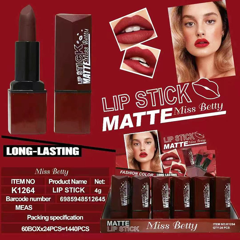 Lápiz Labial Miss Betty Nuevo, Comercio Exterior Transfronterizo, Color Único, 6 Colores, Brillo Labial, Dos en Uno, Maquillaje 2 en 1