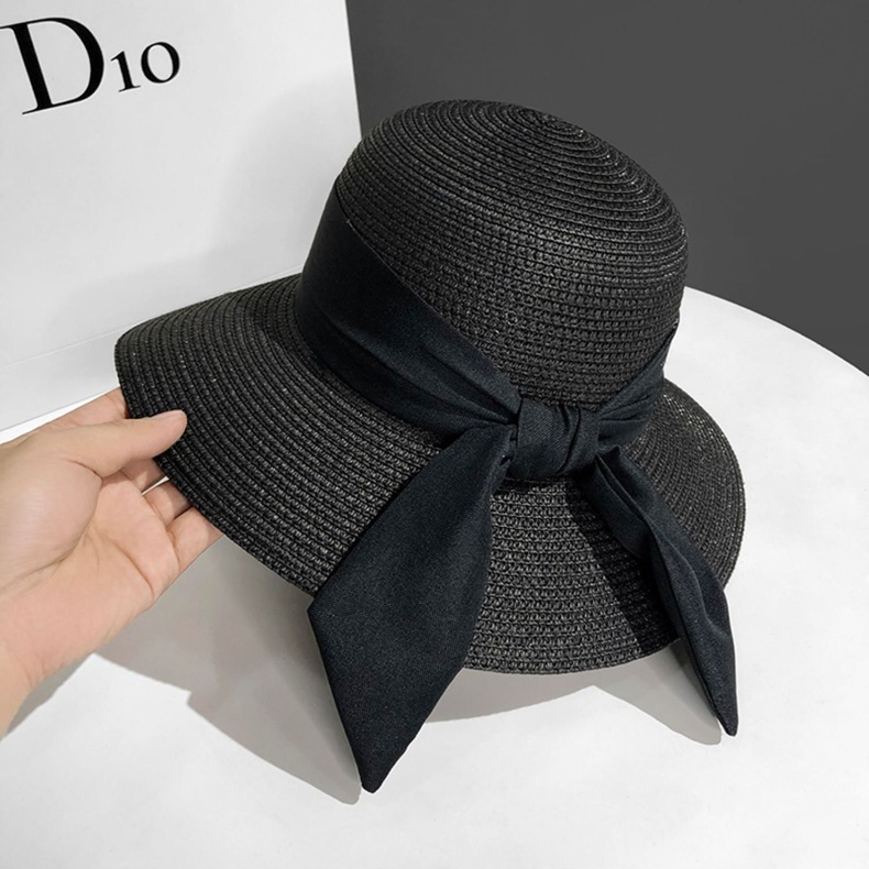 Women's Elegant Vacation Simple Style Bow Knot Big Eaves Straw Hat display picture 1