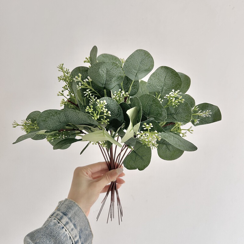 Ins Style Small Fresh Simulation Eucalyptus Money Leaf Branch Eucalyptus Leaf Simulation Green Plant Fake Flower Decoration Decoration