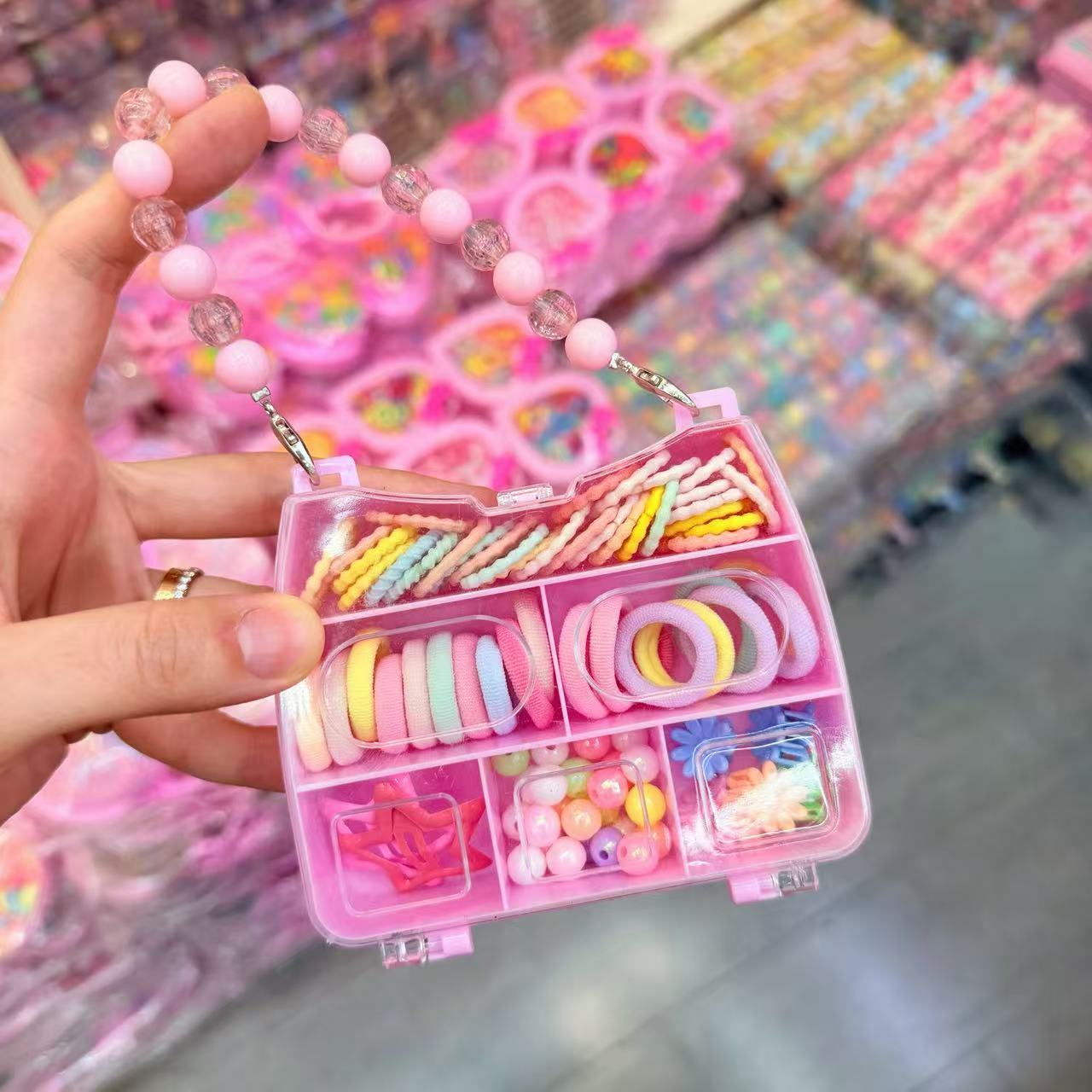 Mini cabeza de princesa en caja, clip de agarre pequeño, clip de flequillo, horquilla rota en la frente, banda elástica para niños, no daña el cabello, anillo del pulgar al por mayor image 90