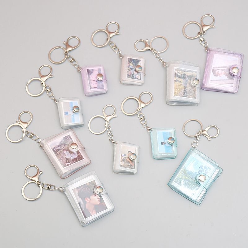 Cross-Border Wholesale 1Inch 2inch Lobster Clasp Mini Photo Album Transparent Keychain Id Photo Storage to Carry with You